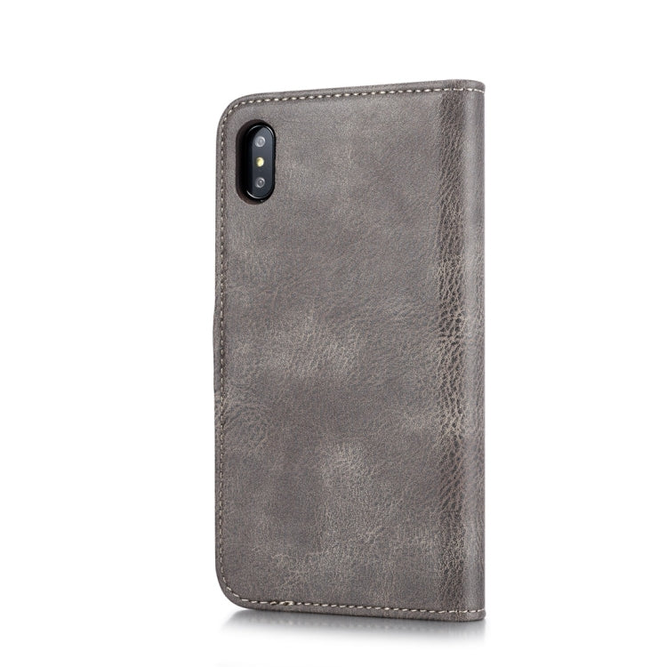 For iPhone XS Max DG.MING Crazy Horse Texture Flip Detachable Magnetic Leather Case with Holder & Card Slots & Wallet (Grey) - More iPhone Cases by DG.MING | Online Shopping UK | buy2fix