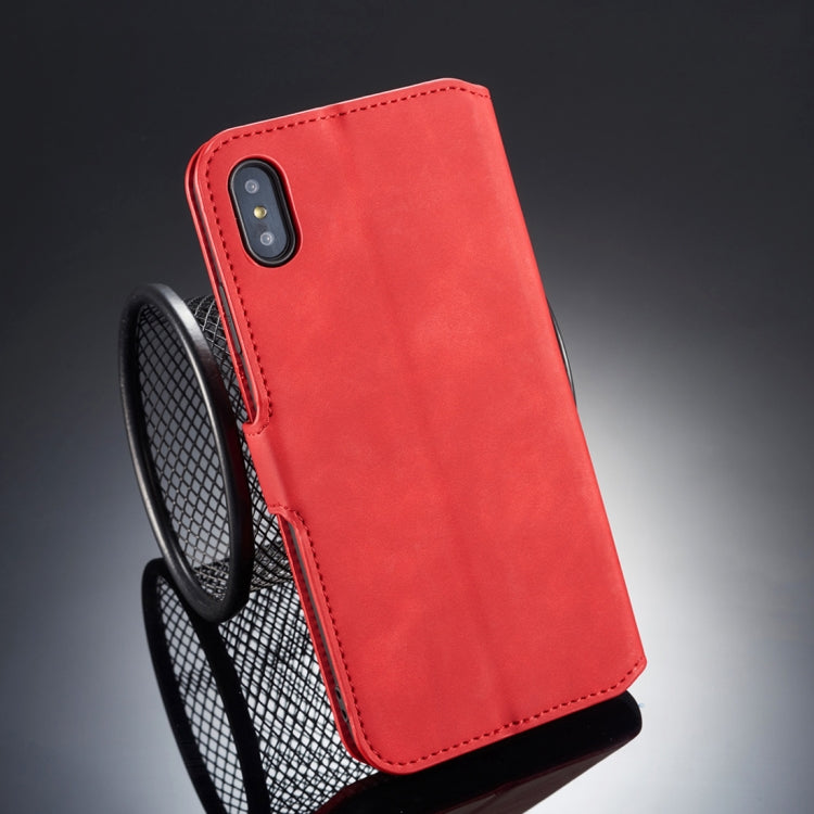 For iPhone X / XS DG.MING Retro Oil Side Horizontal Flip Case with Holder & Card Slots & Wallet (Red) - More iPhone Cases by DG.MING | Online Shopping UK | buy2fix