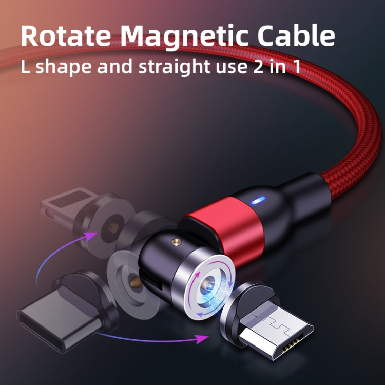 1m 2A Output 3 in 1 USB to 8 Pin + USB-C / Type-C + Micro USB Nylon Braided Rotate Magnetic Charging Cable (Red) - Charging Cable & Head by buy2fix | Online Shopping UK | buy2fix