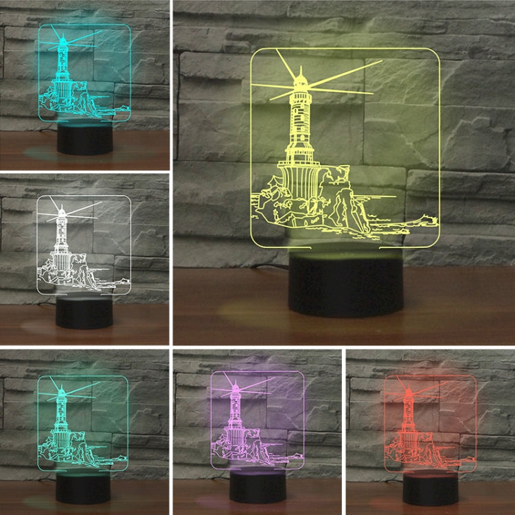 Lighthouse Shape 3D Colorful LED Vision Light Table Lamp, 16 Colors Remote Control Version - Novelty Lighting by buy2fix | Online Shopping UK | buy2fix