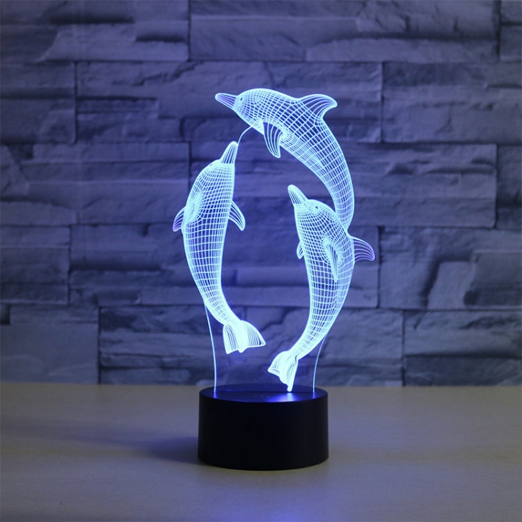 Three Dolphins Shape 3D Colorful LED Vision Light Table Lamp, 16 Colors Remote Control Version - Novelty Lighting by buy2fix | Online Shopping UK | buy2fix