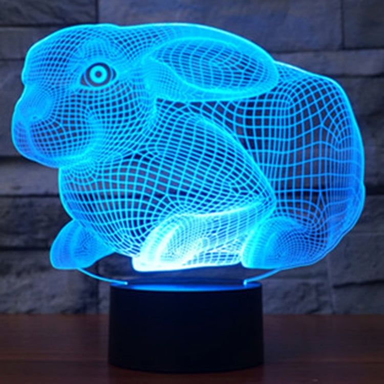 Rabbit Shape 3D Touch Switch Control LED Light , 7 Colour Discoloration Creative Visual Stereo Lamp Desk Lamp Night Light - Novelty Lighting by buy2fix | Online Shopping UK | buy2fix