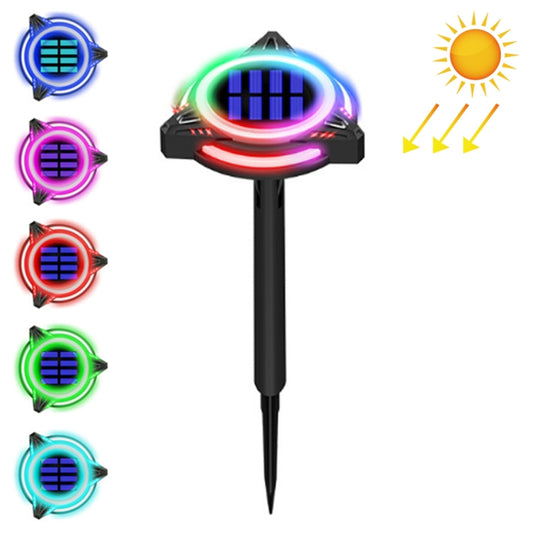 TG-JG00129 10 LEDs Triangular Flying Saucer Long Tube Solar Outdoor Waterproof Plastic Garden Decorative Ground Plug Light Intelligent Light Control Buried Light, Colorful Dimming - Solar Lights by buy2fix | Online Shopping UK | buy2fix