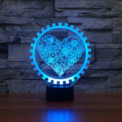 Gear Heart Shape 3D Colorful LED Vision Light Table Lamp, USB Touch Version - Novelty Lighting by buy2fix | Online Shopping UK | buy2fix