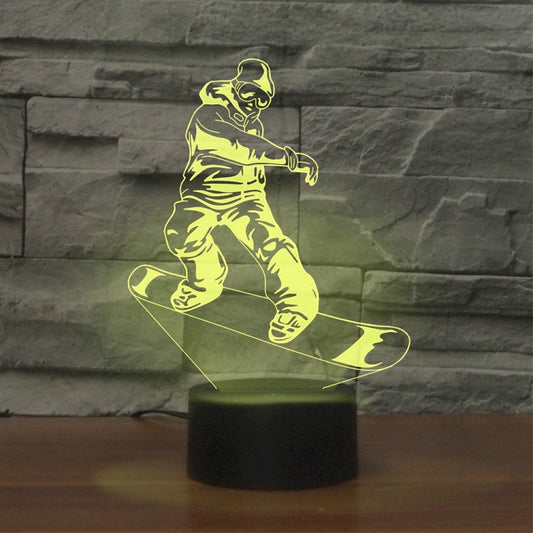Skate Boy Shape 3D Colorful LED Vision Light Table Lamp, Charging Touch Version - Novelty Lighting by buy2fix | Online Shopping UK | buy2fix