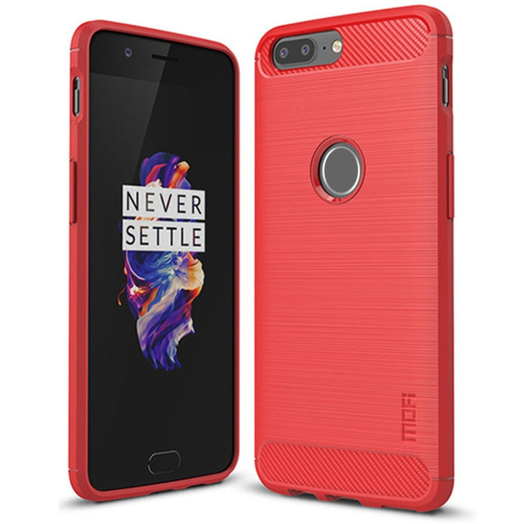 MOFI Brushed Texture Carbon Fiber Shockproof TPU Case for OnePlus 5T(Red) - OnePlus Cases by MOFI | Online Shopping UK | buy2fix