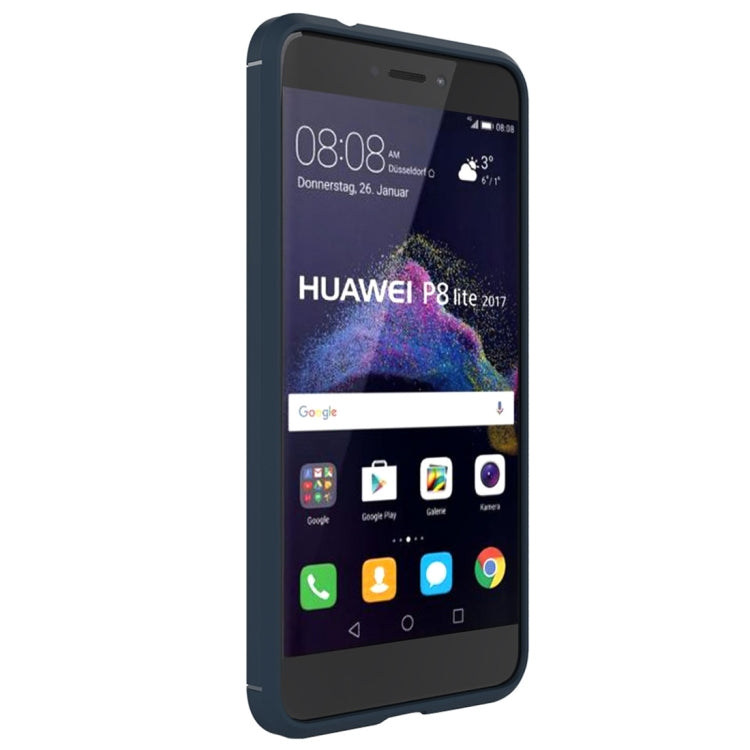 For Huawei  P8 Lite (2017) Brushed Carbon Fiber Texture Shockproof TPU Protective Case(Dark Blue) - Huawei Cases by buy2fix | Online Shopping UK | buy2fix