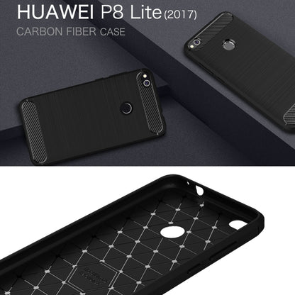 For Huawei  P8 Lite (2017) Brushed Carbon Fiber Texture Shockproof TPU Protective Case(Dark Blue) - Huawei Cases by buy2fix | Online Shopping UK | buy2fix