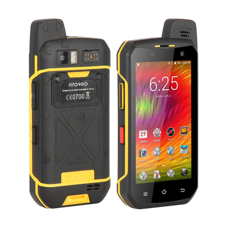 UNIWA B6000 PTT Walkie Talkie Rugged Phone, 2GB+16GB, IP68 Waterproof Dustproof Shockproof, 5000mAh Battery, 4.7 inch Android 9.0 MTK6762 Octa Core up to 2.0GHz, Network: 4G, NFC, OTG (Yellow) - UNIWA by UNIWA | Online Shopping UK | buy2fix