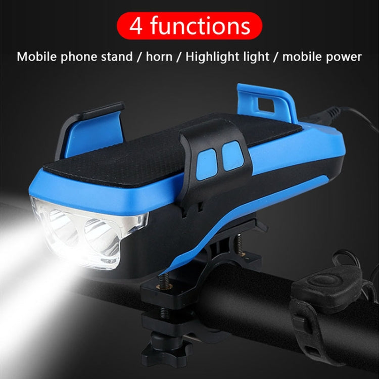 Multifunction 4  in 1 Phone Holder Bicycle Bell Cycling Lamp Flashlight(Blue) - Headlights by buy2fix | Online Shopping UK | buy2fix