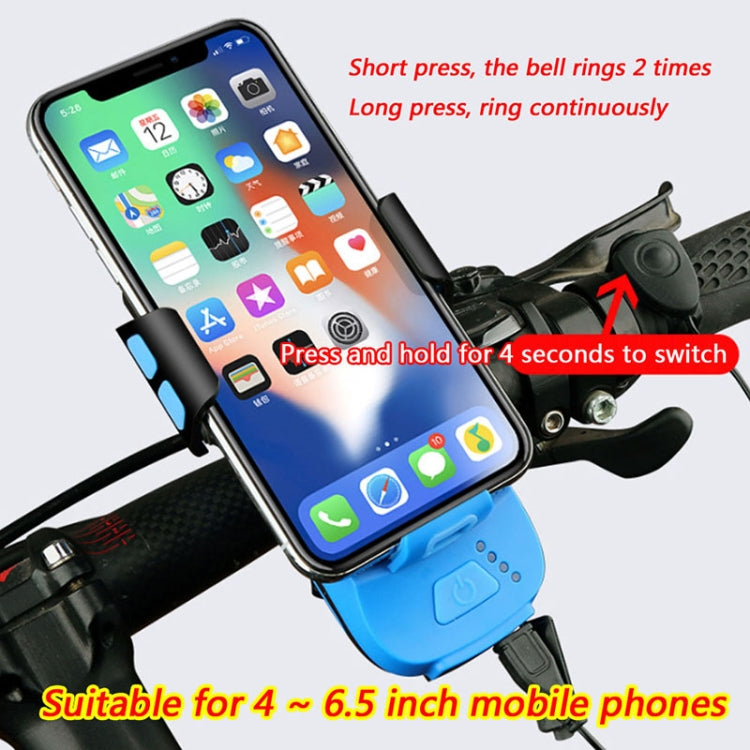 Multifunction 4  in 1 Phone Holder Bicycle Bell Cycling Lamp Flashlight(Blue) - Headlights by buy2fix | Online Shopping UK | buy2fix