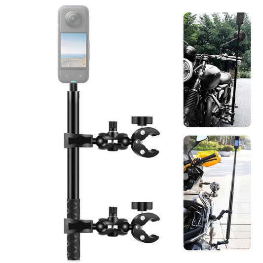 PULUZ Cycling Quick Release Bracket with 150cm Selfie Stick Set, Double Dual-heads Crabs Clamps Handlebar Fixed Mount (Black) - Bicycle Handlebar Mount by PULUZ | Online Shopping UK | buy2fix