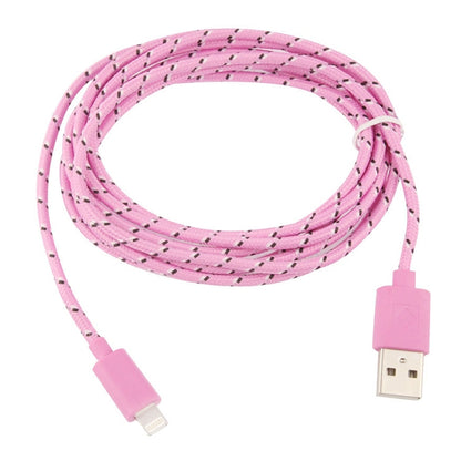 1m Nylon Netting USB Data Transfer Charging Cable For iPhone, iPad, Compatible with up to iOS 15.5(Pink) - Normal Style Cable by buy2fix | Online Shopping UK | buy2fix