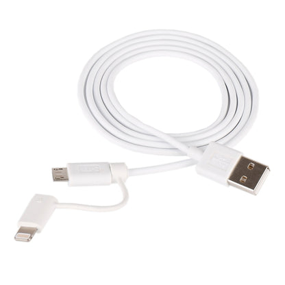 1m MFI 2 in 1 8 pin + Micro USB 2.0 Male to USB Data Sync Charging Cable(White) - MFI Cable by buy2fix | Online Shopping UK | buy2fix