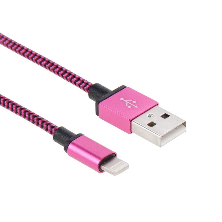 2m Woven Style 8 Pin to USB Sync Data / Charging Cable(Magenta) - Normal Style Cable by buy2fix | Online Shopping UK | buy2fix