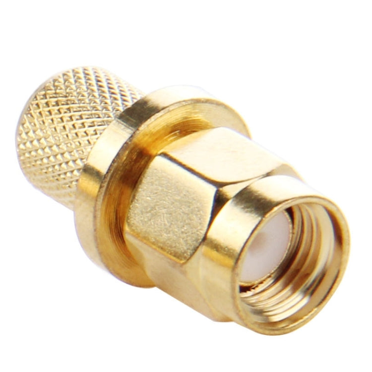 10 PCS LMR300 5D-FB Gold Plated RP-SMA Male Plug Pin Crimp RF Connector Adapter - Connectors by buy2fix | Online Shopping UK | buy2fix