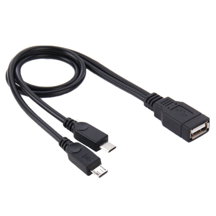 USB 2.0 Female to 2 Micro USB Male Cable, Length: About 30cm - USB Cable by buy2fix | Online Shopping UK | buy2fix
