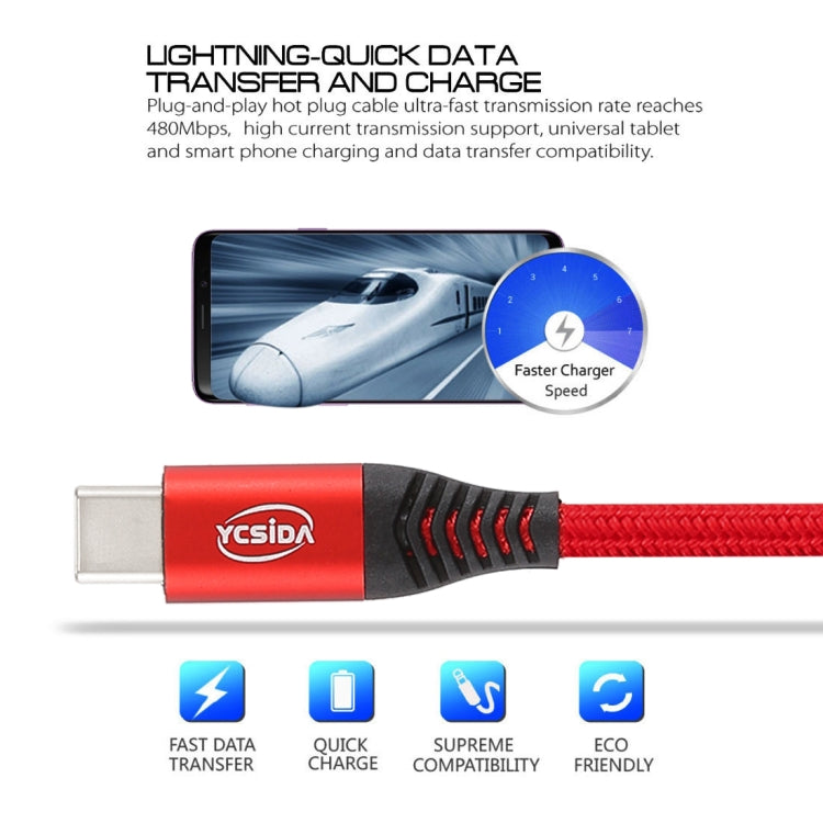 1.2m Nylon Braided Cord USB to Type-C Data Sync Charge Cable with 110 Copper Wires, Support Fast Charging(Red) - USB-C & Type-C Cable by buy2fix | Online Shopping UK | buy2fix
