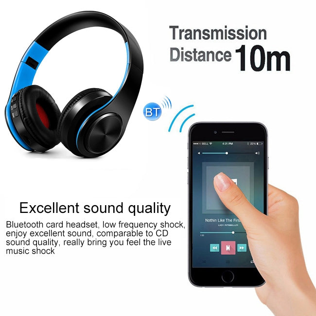 LPT660 Wireless Folding Sports Stereo Music Bluetooth Phones Earphones Support TF Card (Blue) - Headset & Headphone by buy2fix | Online Shopping UK | buy2fix