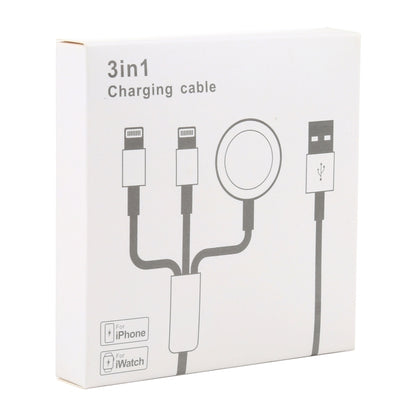 For iPhone / Apple Watch 3 In 1 8 Pin + Type-C / USB-C + Magnetic Charging Base Multi-function Charging Cable, Length: 1m(Black) - Multifunction Cable by buy2fix | Online Shopping UK | buy2fix