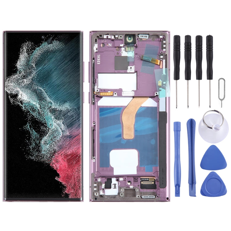 For Samsung Galaxy S22 Ultra 5G SM-S908B EU Edition 6.78 inch OLED  LCD Screen Digitizer Full Assembly with Frame (Purple) - Galaxy S Series Parts by buy2fix | Online Shopping UK | buy2fix