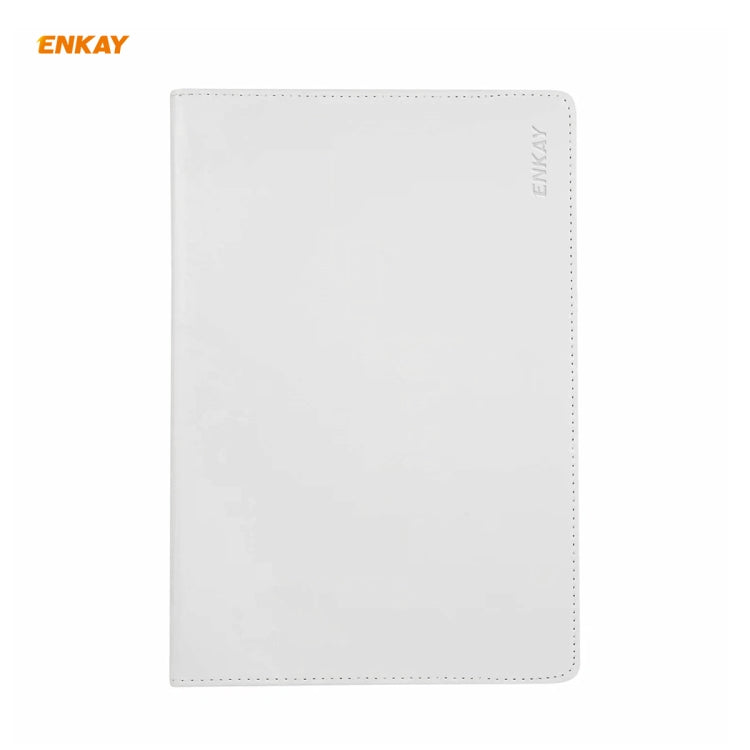 ENKAY for Samsung Galaxy Tab S8 / Galaxy Tab S7 11.0 T870 / T875 ENK-8012 360 Degree Rotation Litchi Texture Horizontal Flip PU Leather Smart Case with Holder & Sleep / Wake-up(White) - Galaxy Tab S8 Cases by ENKAY | Online Shopping UK | buy2fix