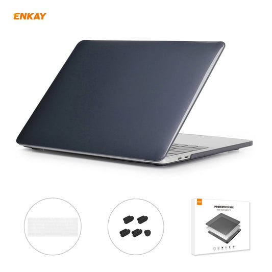 ENKAY 3 in 1 Crystal Laptop Protective Case + EU Version TPU Keyboard Film + Anti-dust Plugs Set for MacBook Pro 13.3 inch A1708 (without Touch Bar)(Black) - MacBook Pro Cases by ENKAY | Online Shopping UK | buy2fix