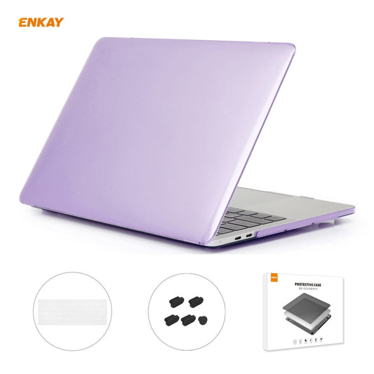 ENKAY 3 in 1 Crystal Laptop Protective Case + EU Version TPU Keyboard Film + Anti-dust Plugs Set for MacBook Pro 13.3 inch A1708 (without Touch Bar)(Purple) - MacBook Pro Cases by ENKAY | Online Shopping UK | buy2fix