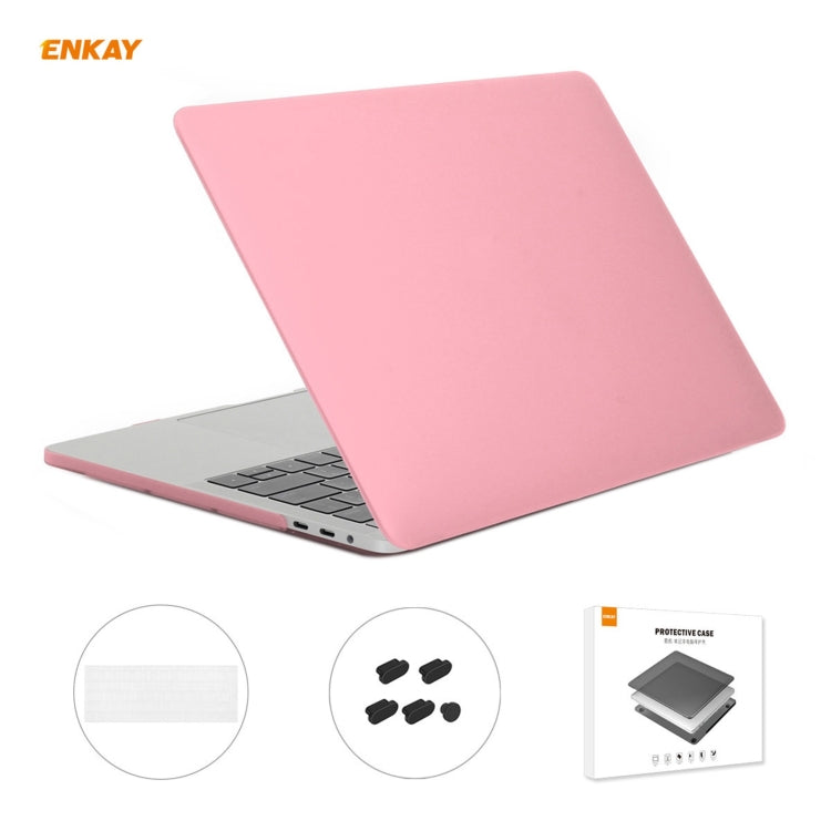 ENKAY 3 in 1 Matte Laptop Protective Case + EU Version TPU Keyboard Film + Anti-dust Plugs Set for MacBook Pro 13.3 inch A1708 (without Touch Bar)(Pink) - MacBook Pro Cases by ENKAY | Online Shopping UK | buy2fix