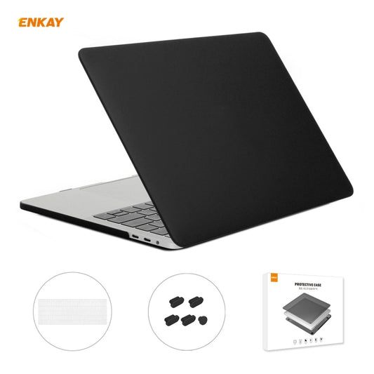 ENKAY 3 in 1 Matte Laptop Protective Case + US Version TPU Keyboard Film + Anti-dust Plugs Set for MacBook Pro 15.4 inch A1707 & A1990 (with Touch Bar)(Black) - MacBook Pro Cases by ENKAY | Online Shopping UK | buy2fix