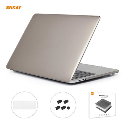 ENKAY 3 in 1 Crystal Laptop Protective Case + US Version TPU Keyboard Film + Anti-dust Plugs Set for MacBook Pro 15.4 inch A1707 & A1990 (with Touch Bar)(Grey) - MacBook Pro Cases by ENKAY | Online Shopping UK | buy2fix