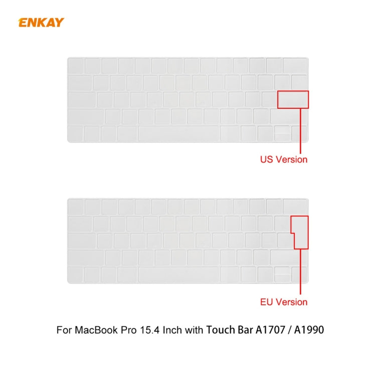 ENKAY 3 in 1 Crystal Laptop Protective Case + US Version TPU Keyboard Film + Anti-dust Plugs Set for MacBook Pro 15.4 inch A1707 & A1990 (with Touch Bar)(Grey) - MacBook Pro Cases by ENKAY | Online Shopping UK | buy2fix