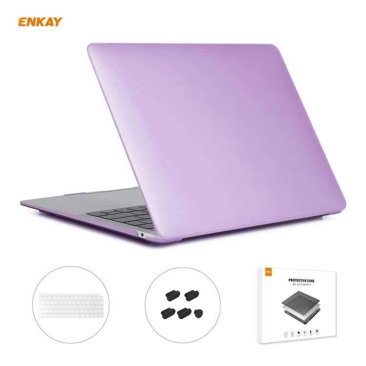 ENKAY 3 in 1 Matte Laptop Protective Case + US Version TPU Keyboard Film + Anti-dust Plugs Set for MacBook Air 13.3 inch A1932 (2018)(Purple) - MacBook Air Cases by ENKAY | Online Shopping UK | buy2fix