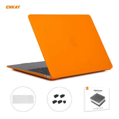 ENKAY 3 in 1 Matte Laptop Protective Case + US Version TPU Keyboard Film + Anti-dust Plugs Set for MacBook Air 13.3 inch A2179 & A2337 (2020)(Orange) - MacBook Air Cases by ENKAY | Online Shopping UK | buy2fix