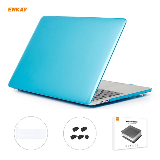 ENKAY 3 in 1 Crystal Laptop Protective Case + US Version TPU Keyboard Film + Anti-dust Plugs Set for MacBook Pro 13.3 inch A2251 & A2289 & A2338 (with Touch Bar)(Light Blue) - MacBook Pro Cases by ENKAY | Online Shopping UK | buy2fix