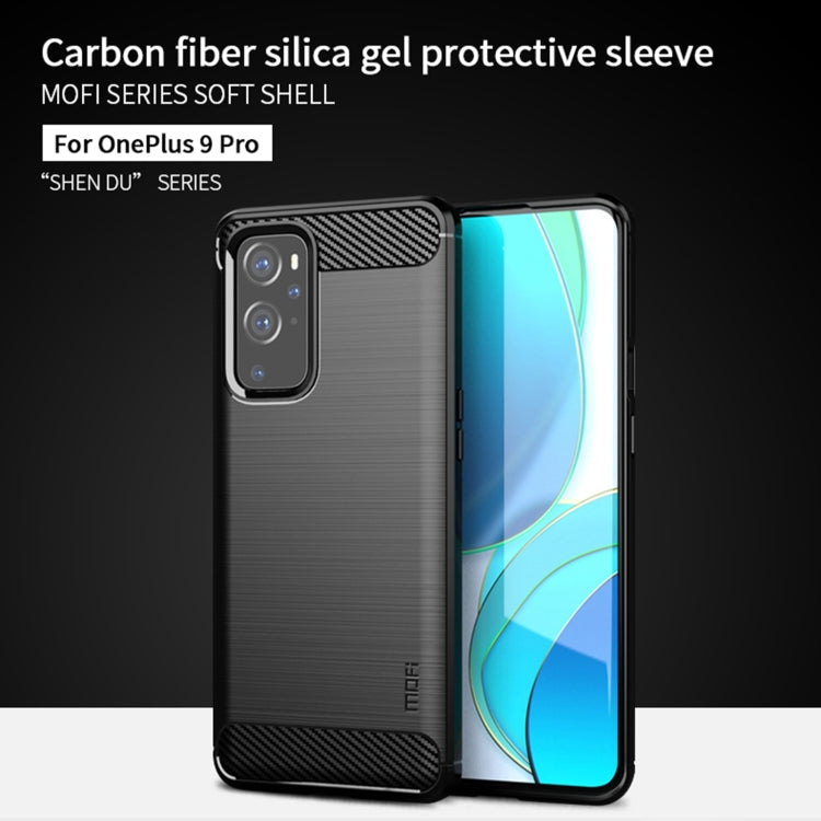 For OnePlus 9 Pro MOFI Gentleness Series Brushed Texture Carbon Fiber Soft TPU Case(Blue) - OnePlus Cases by MOFI | Online Shopping UK | buy2fix