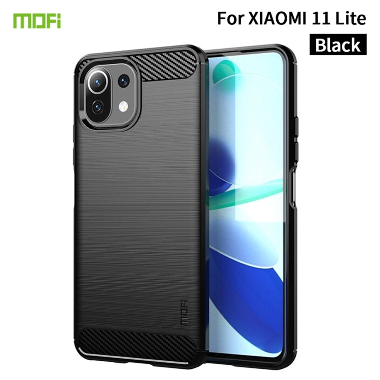 For Xiaomi Mi 11 Lite MOFI Gentleness Series Brushed Texture Carbon Fiber Soft TPU Case(Black) - Xiaomi Cases by MOFI | Online Shopping UK | buy2fix