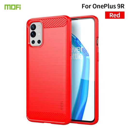 For OnePlus 9R MOFI Gentleness Series Brushed Texture Carbon Fiber Soft TPU Case(Red) - OnePlus Cases by MOFI | Online Shopping UK | buy2fix
