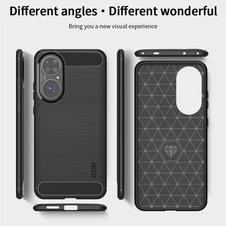 For Huawei P50 Pro MOFI Gentleness Series Brushed Texture Carbon Fiber Soft TPU Case(Black) - Huawei Cases by MOFI | Online Shopping UK | buy2fix