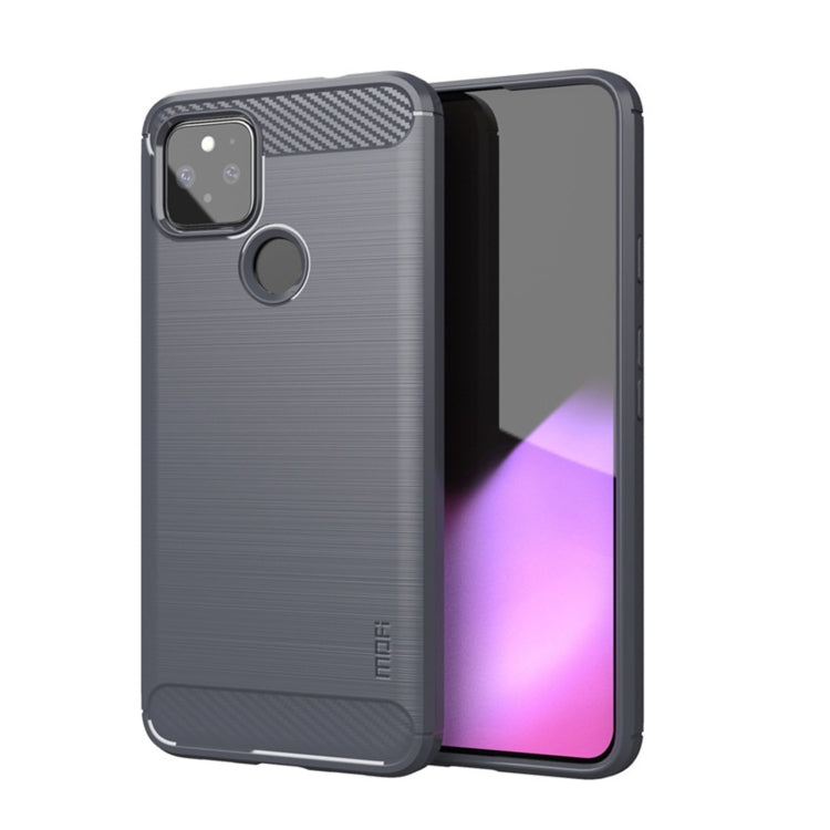 For Google Pixel 5a 5G MOFI Gentleness Series Brushed Texture Carbon Fiber Soft TPU Case(Grey) - Google Cases by MOFI | Online Shopping UK | buy2fix