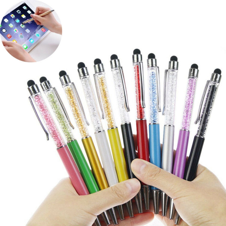 AT-22  2 in 1 Universal Flash Diamond Decoration Capacitance Pen Stylus Ballpoint Pen(Black) - Stylus Pen by buy2fix | Online Shopping UK | buy2fix