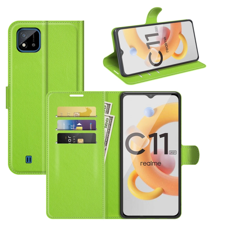 For OPPO Realme C11 2021 Litchi Texture Horizontal Flip Protective Case with Holder & Card Slots & Wallet(Green) - Realme Cases by buy2fix | Online Shopping UK | buy2fix