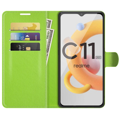 For OPPO Realme C11 2021 Litchi Texture Horizontal Flip Protective Case with Holder & Card Slots & Wallet(Green) - Realme Cases by buy2fix | Online Shopping UK | buy2fix