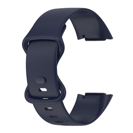 For Fitbit Charge 5 Monochromatic Silicone Watch Band, Size: Small Size(Dark blue) - Watch Bands by buy2fix | Online Shopping UK | buy2fix