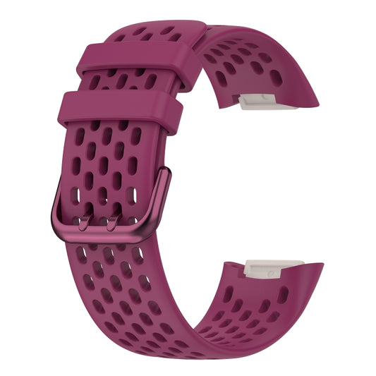 For Fitbit Charge 5 Monochromatic Breathable Silicone Watch Band(Wine Red) - Watch Bands by buy2fix | Online Shopping UK | buy2fix