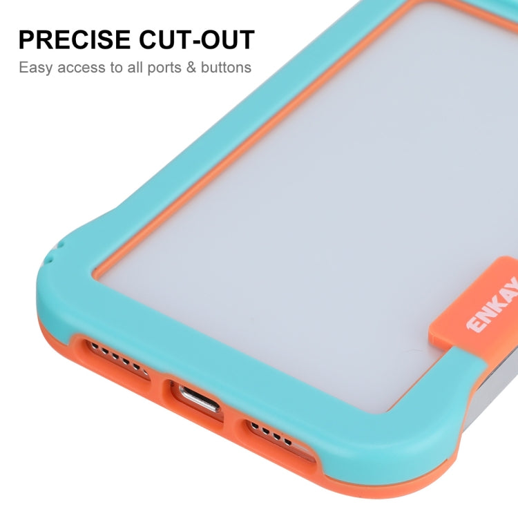 For iPhone 13 Pro ENKAY Frameless Hollow PC Case + Glass Film (Blue) - iPhone 13 Pro Cases by ENKAY | Online Shopping UK | buy2fix