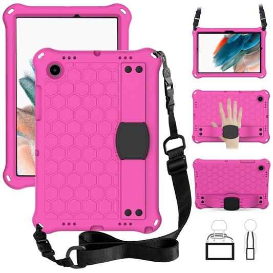 For Galaxy Tab A8 10.5 2021 X200/X205 Honeycomb EVA+PC Tablet Case with Strap(Rose Red+Black) - Other Galaxy Tab PC by buy2fix | Online Shopping UK | buy2fix