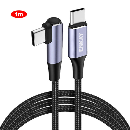 ENKAY PD100W 5A USB-C / Type-C to Type-C Elbow Fast Charging Cable with E-Marker, Length:1m - USB-C & Type-C Cable by ENKAY | Online Shopping UK | buy2fix