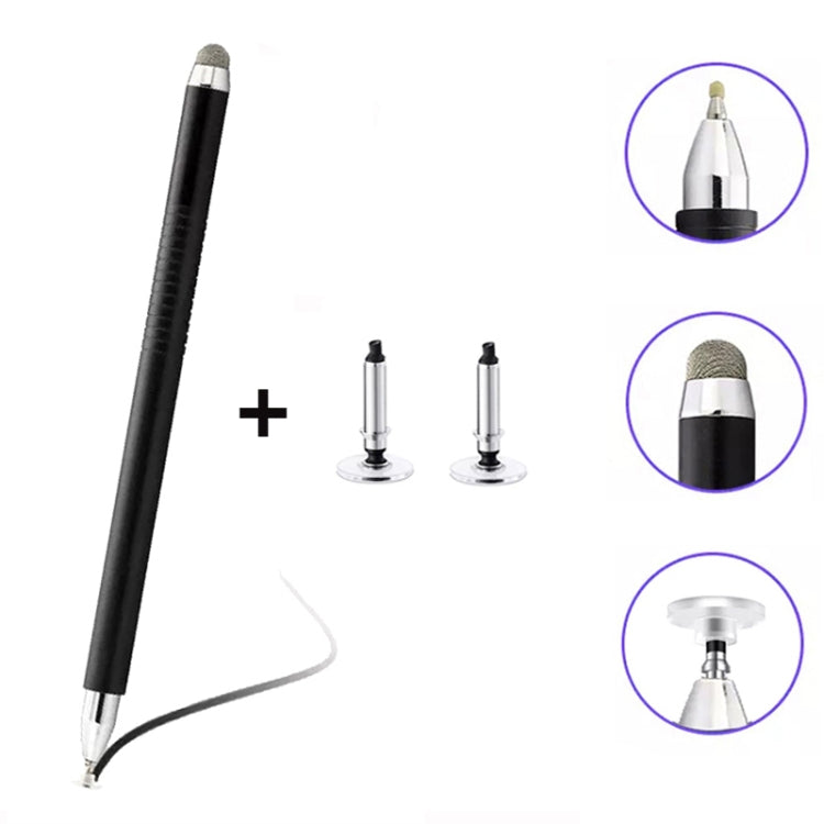 AT-32 3-in-1 Precision Sucker Capacitive Pen + Conductive Cloth Head + Handwriting Signature Pen Mobile Phone Touch Screen Pen with 2 Pen Head(Black) - Stylus Pen by buy2fix | Online Shopping UK | buy2fix