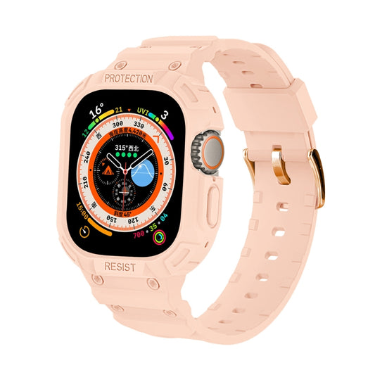 For Apple Watch Ultra 49mm JUNSUNMAY Integrated TPU Case Adjustable Elastic Watch Band(Pink) - Watch Cases by JUNSUNMAY | Online Shopping UK | buy2fix